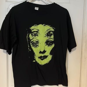 black shirt with green lady design